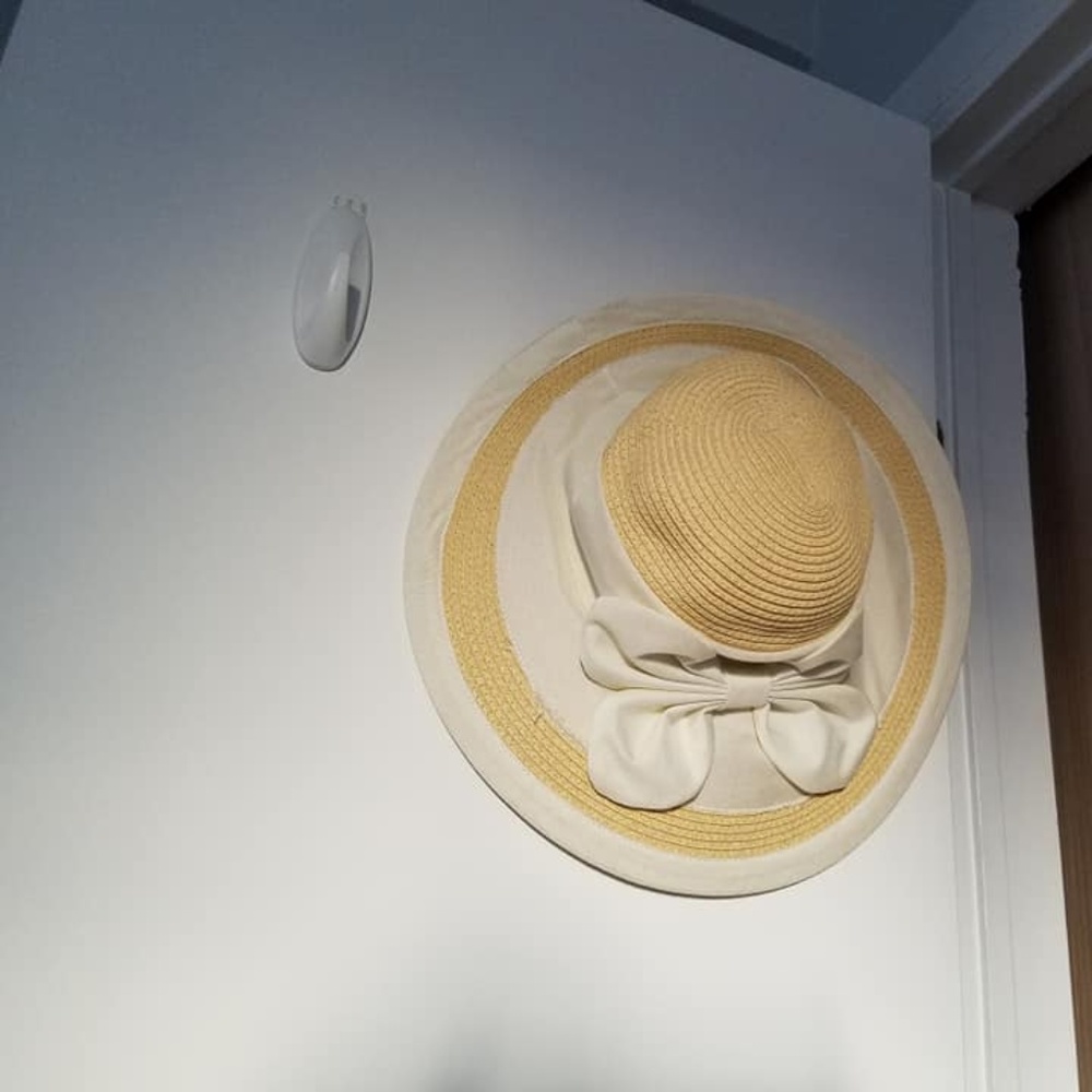 Callanan Millinery Wide Brim Straw Hat Cream Bow Preowned